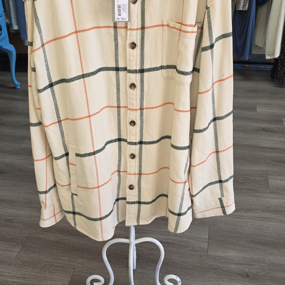 Goodfellow & Co Cream Shirt with Orange and Green Stripes